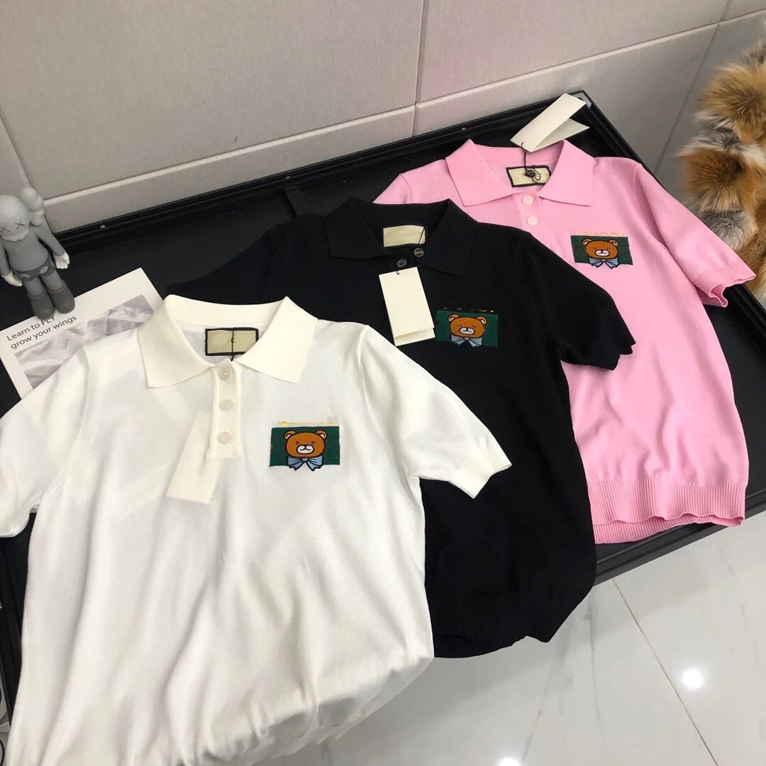 

2021 Summer New Short-Sleeved T-shirt Women's Designer Model Top Embroidered Jacquard Pattern Sweater