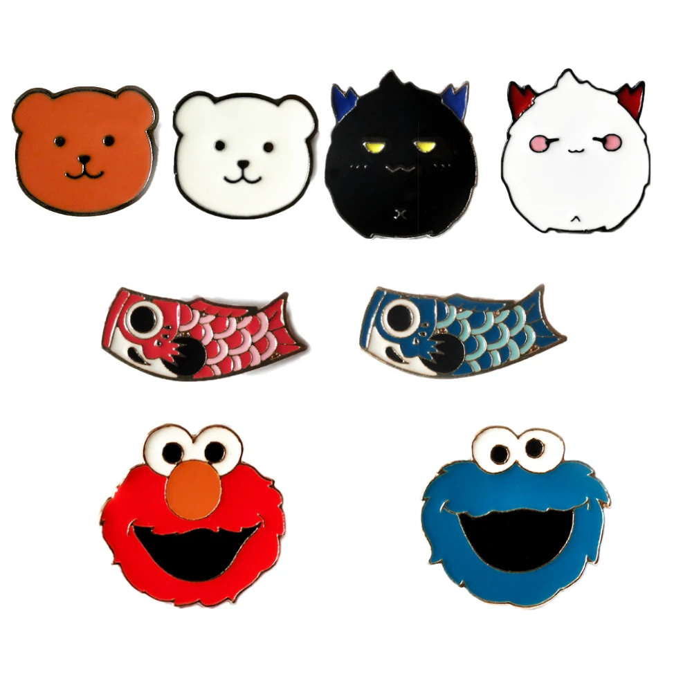 Модная эмалированная брошь 2 шт./компл. милая булавка в виде рыбьего медведя из
