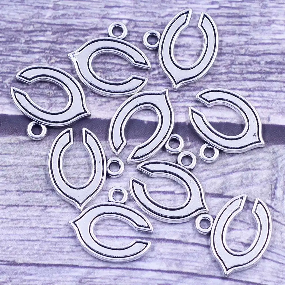 

10Pcs Pendants Horseshoe Luck Metal Silver Tone For Charms Bracelets Fashion Jewelry DIY Findings Craft 19x16mm