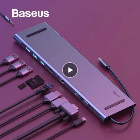 Baseus концентратор USB type C до 3,0 USB HDMI RJ45 usb-хаб для MacBook Pro Аксессуары USB разветвитель мульти 11 портов type C концентратор USB-C