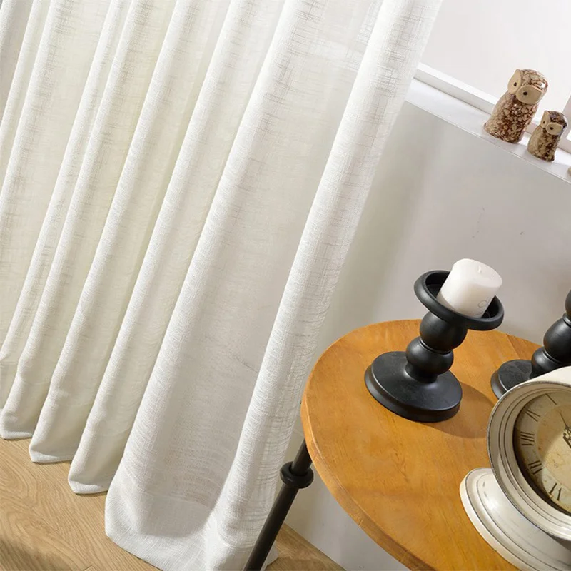 

Melunmhom American Country Thicken Linen Tulle Curtains for Living Room Bedroom White Gauze Sheer Window Screen Finished Curtain