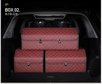 red collapsible car trunk storage organizer with lid portable anti slip car checkered organizer car accessories interior parts
