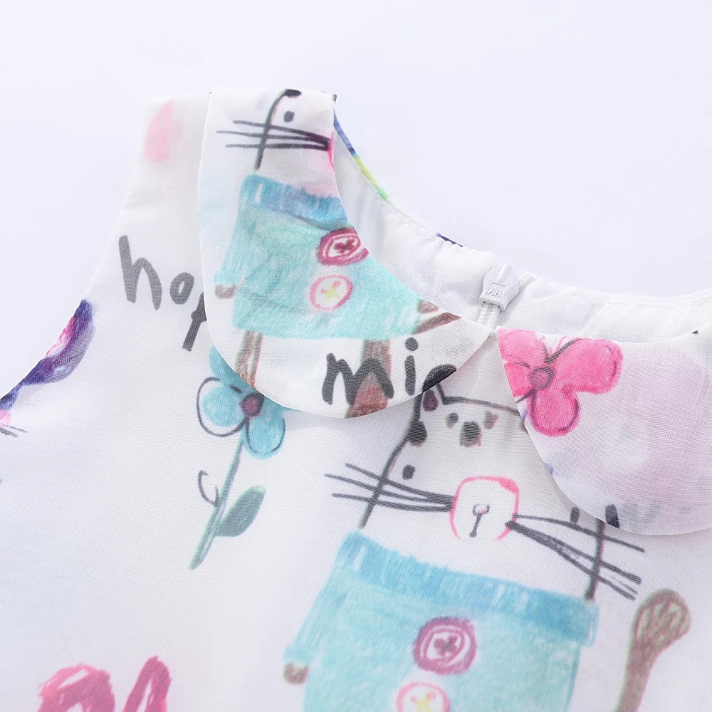 LittleSpring Adorable Girls Summer Dresses Cute Turn-Down Collar Animal Print Dress | Детская одежда и обувь