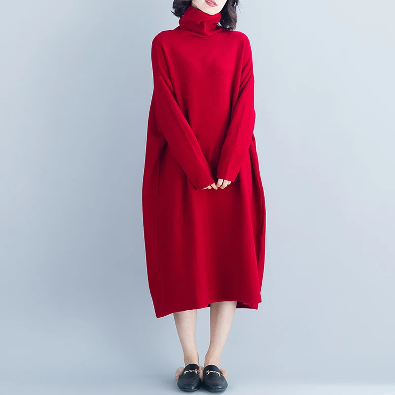 Женское трикотажное платье свитер Элегантное повседневное Свободное длинное