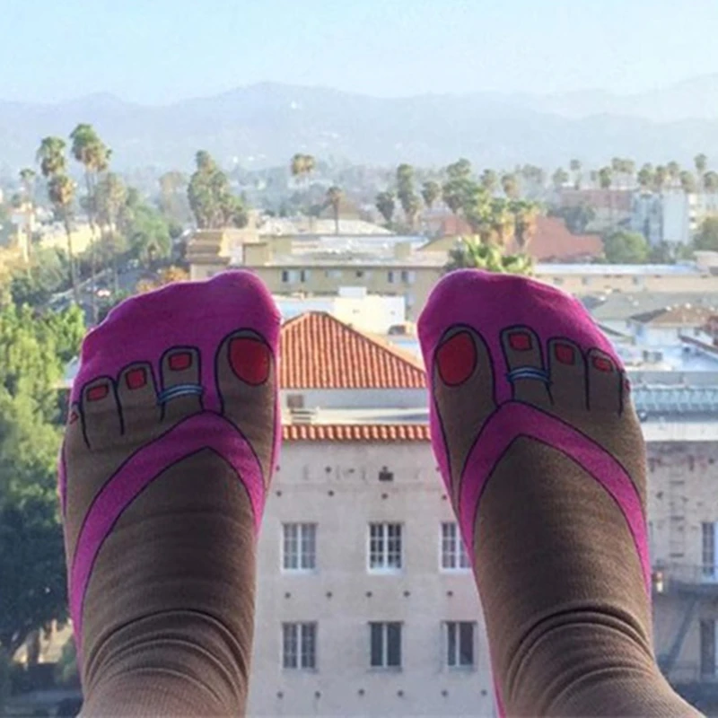 Симпатичные носки с 3D принтом ног для женщин забавные высокие женские хлопковые