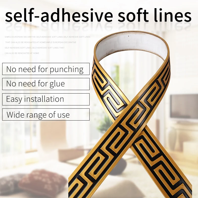 

PVC Flexible Molding Trim Wall Trim Living Room ceiling Border Line Wall Stickers Self Adhesive Home Office Hotel DIY Decoration