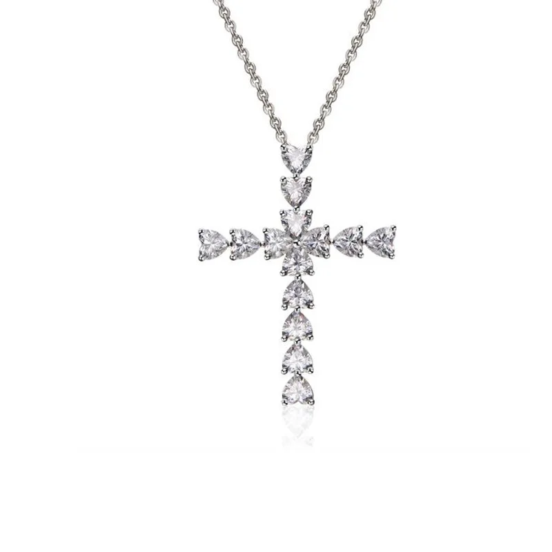 

Knobspin New 925 Sterling Silver Love Cross Pendant Necklace For Women 18K Goldc Diamond Charms Fine Jewelry Wedding Wholesale