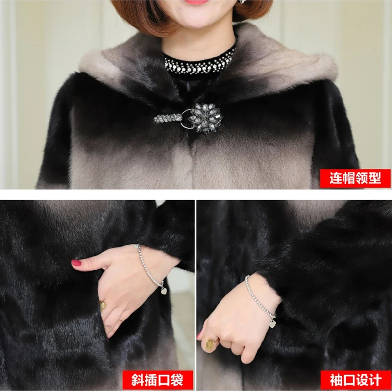 

fashion The women's entire parka slim mid-length Thicken plus size grass fur mink coat winter women overcoat