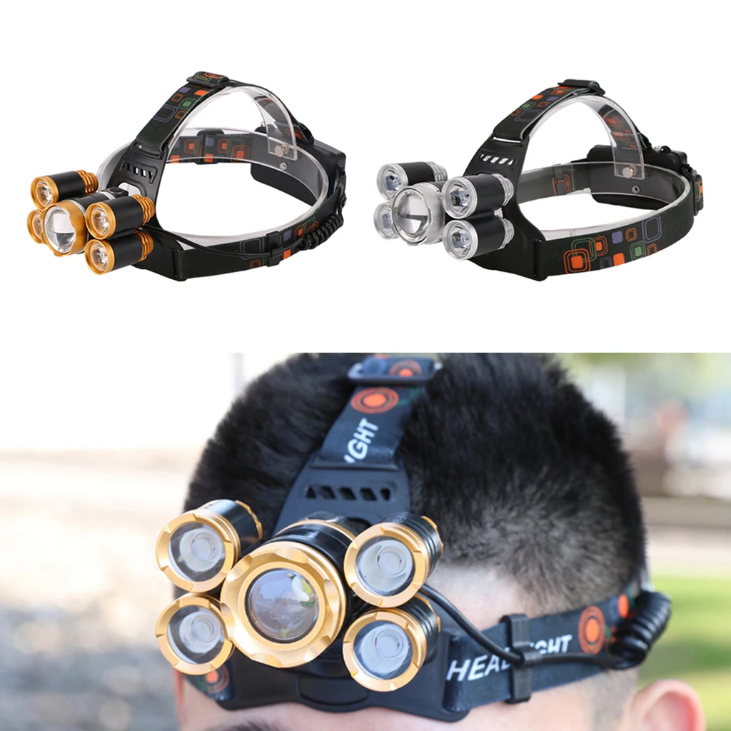 

Waterproof Ultra Bright Headlamp 5 LED 4 Modes Work Light For Household