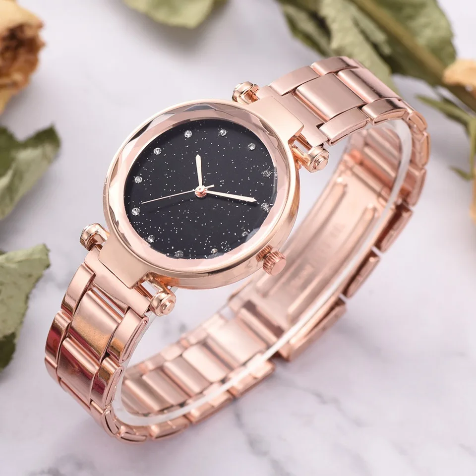 Fashion Women's Watch 200 zegarek damski Black Bracelet Casual Stainless Steel with Marble Strap Dress Relogio Feminino | Наручные