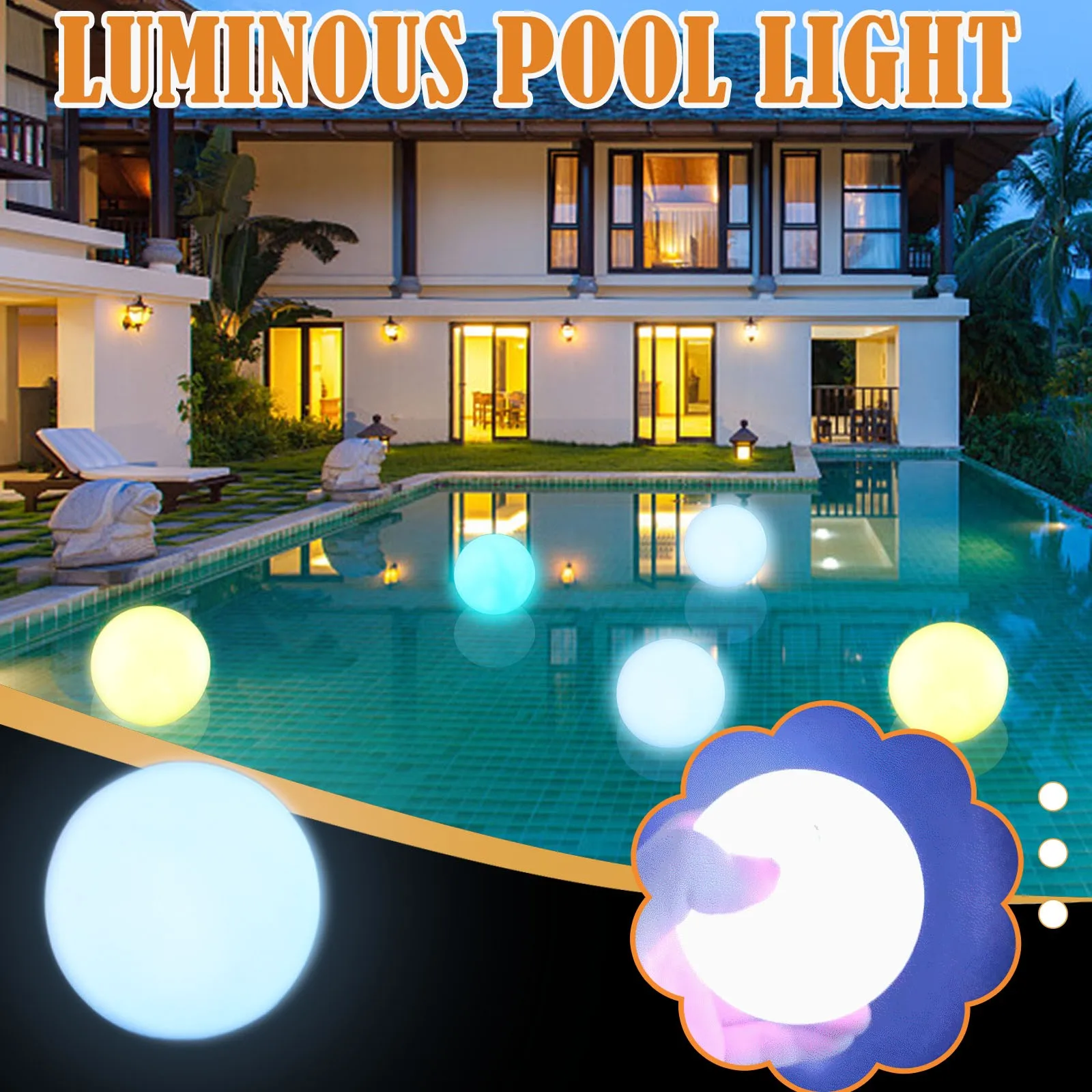 

Floating Pool Lights RGB Color Changing LED Ball Lights Waterproof Replaceable Button Cell Hot Tub Night Lights Pool Toys