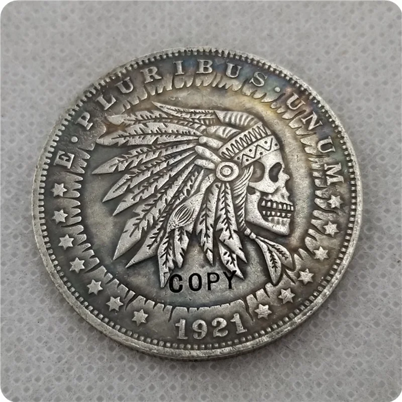 US Hobo 1921 морганский доллар Череп Скелет Зомби креативная монета прессованная