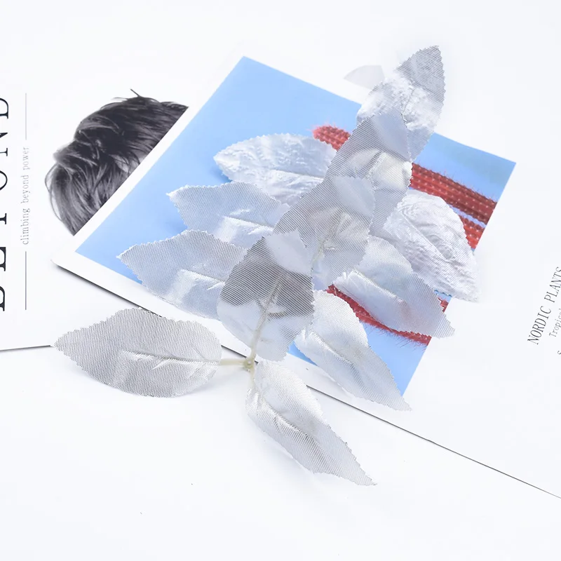 10 шт. золотые и серебряные листья рождественские украшения в виде листьев розы