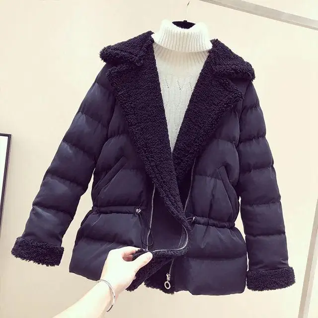 Парка женская зимняя/Осенняя с высокой талией бежевая/черная|Женские парки| |