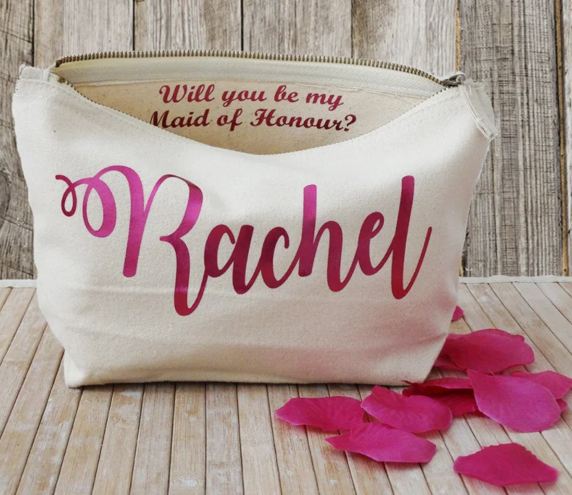 Индивидуальные золотистые Свадебные косметички с любым языком свадебная