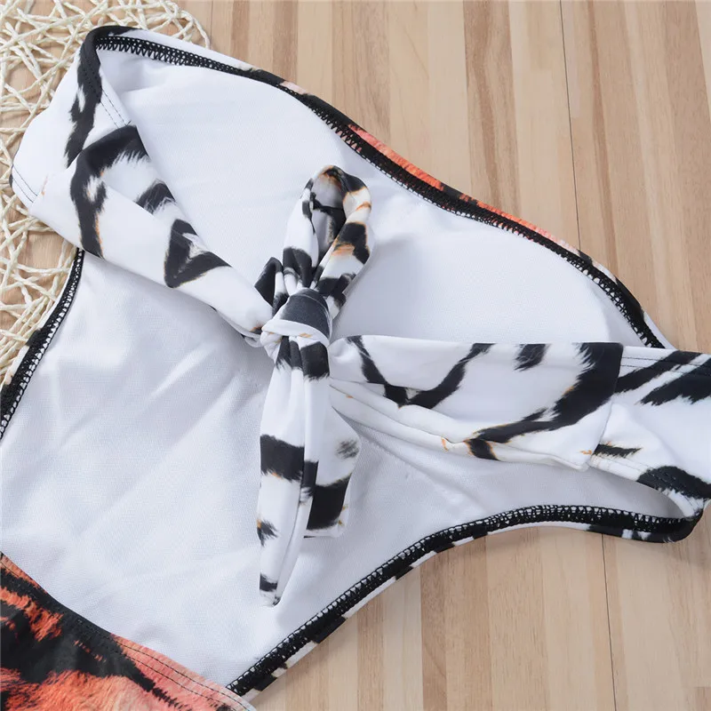 Сексуальный цельный купальник женский С Рисунком Тигра боди бандажный с