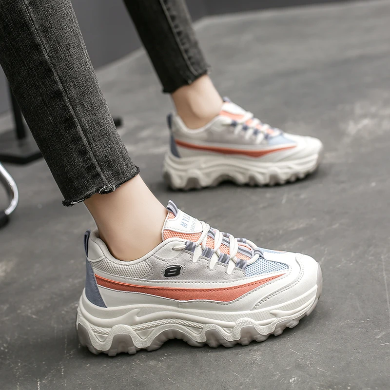 

Spring Women Vulcanized Shoes High Quality Women Sneakers Lace-up Flats Shoes Women Loafers Casual Sneakers for Women Thick Sole