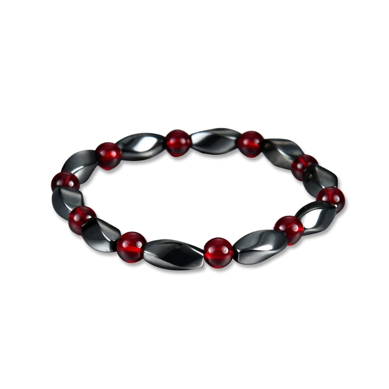 

Fashion Hematite Stone Therapy Beads Bracelet Unisex Bangle Jewelry