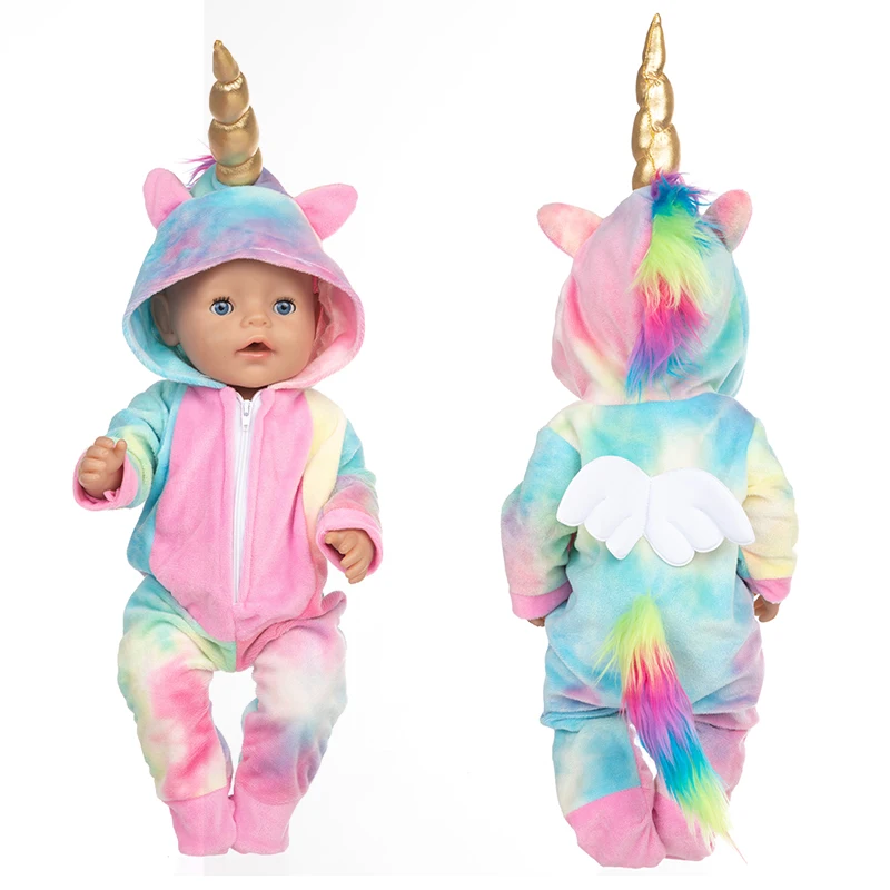 

Happy Elfin Fit 18 inch 43cm Doll Clothes Born Baby Unicorn Kitten and Pony Doll Clothes Suit For Baby Birthday Festival Gift