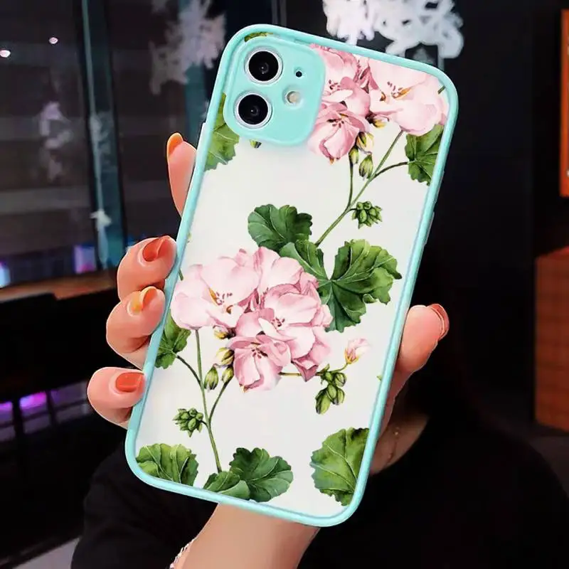 

Retro Flower art pattern luxury Phone Cases shell matte transparent For iphone 7 8 11 12 plus mini x xs xr pro max cover