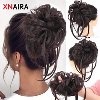 xnaira synthetic hair bun chignon messy curly hair band elastic scrunchy false hair pieces for women hairpins black brown