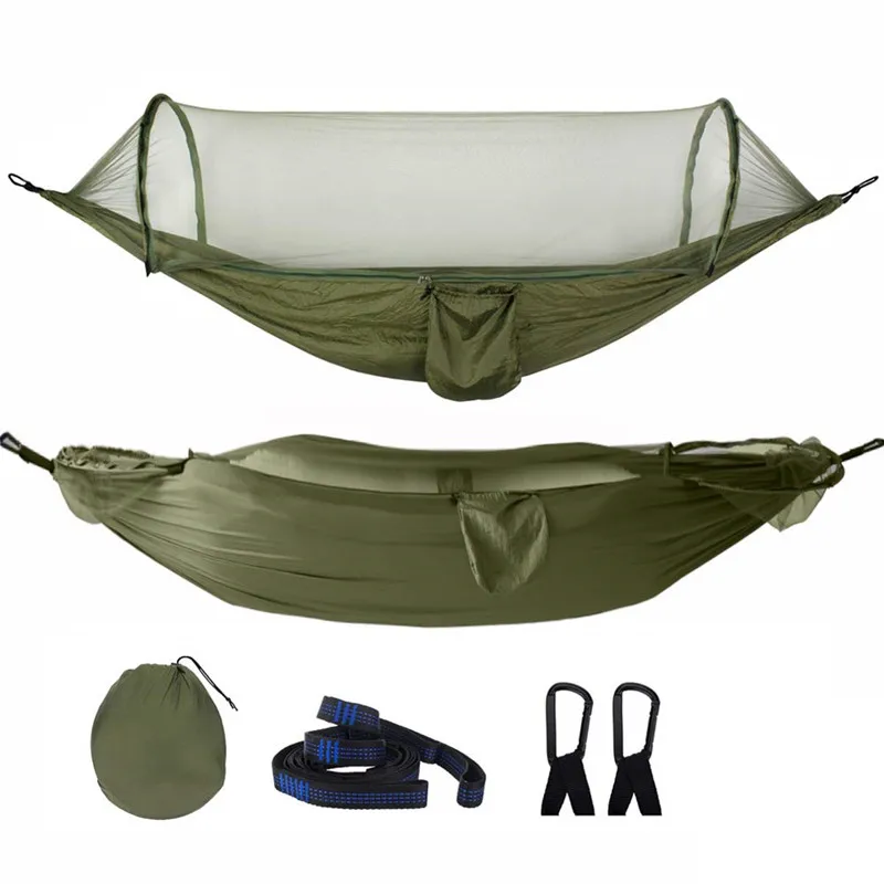 

Camping Hammock with Mosquito Net Pop-Up Light Portable Outdoor Parachute Hammocks Swing Sleeping Hammock Camping Stuff