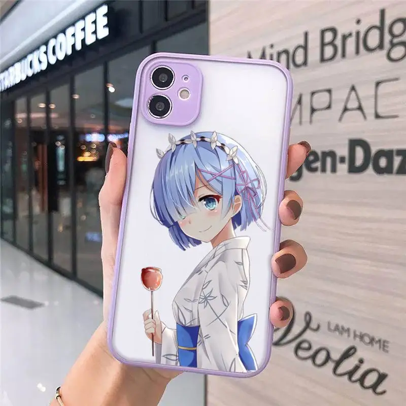 

Japan anime Re Zero Rem Phone Case matte transparent For iphone 7 8 11 12 plus mini x xs xr pro max cover