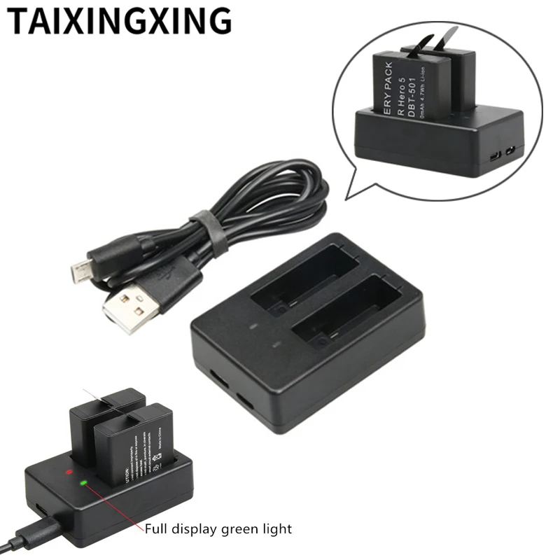 

Double Dual Port Slot Battery Charger For Go Pro Gopro Hero 8 5 6 7 Black Sport Camera Accessory With Usb Cable Travel