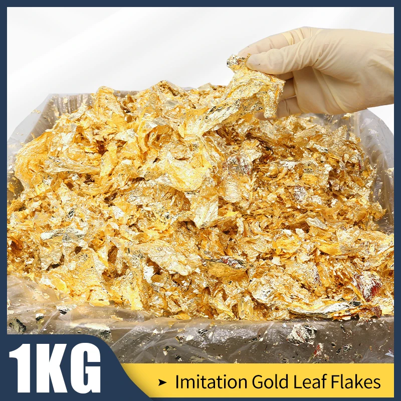 1KG Imitation Gold Flake Leaf Foil Gilding Aluminum flake Sheets decoration Wall | Дом и сад