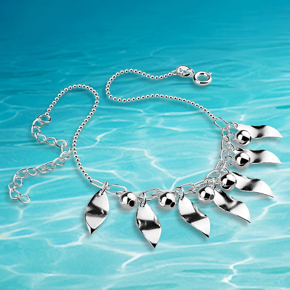 Женский ножной браслет Dankadi серебристая цепочка на лодыжку с листьями дерева