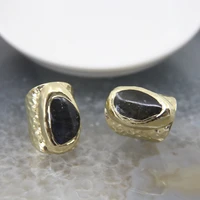1pcs irregular natural labradorite ring raw stone open adjustable ring trendy unisex golded plated finger ring jewelry gifts
