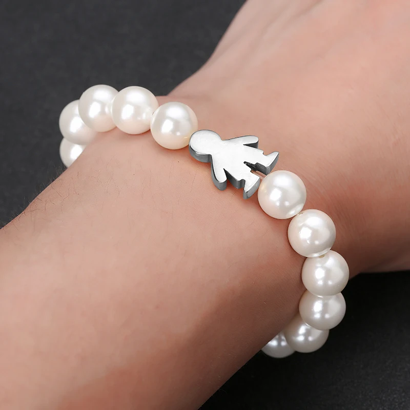 Custom Lover Name Boy Girl Bracelet Wild Pearl Chain Pulseira 2019 Women Jewelry Family Kid Bangle for Couple Love Gift Berloque | Украшения