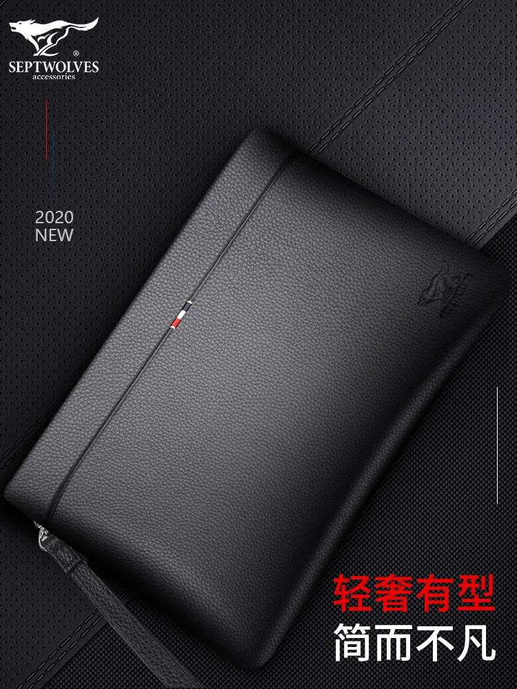 Envelope Package Men's Genuine Leather Clutch Bag  Handbag  Layer Cowhide Men's Bag Clutch Business Bag