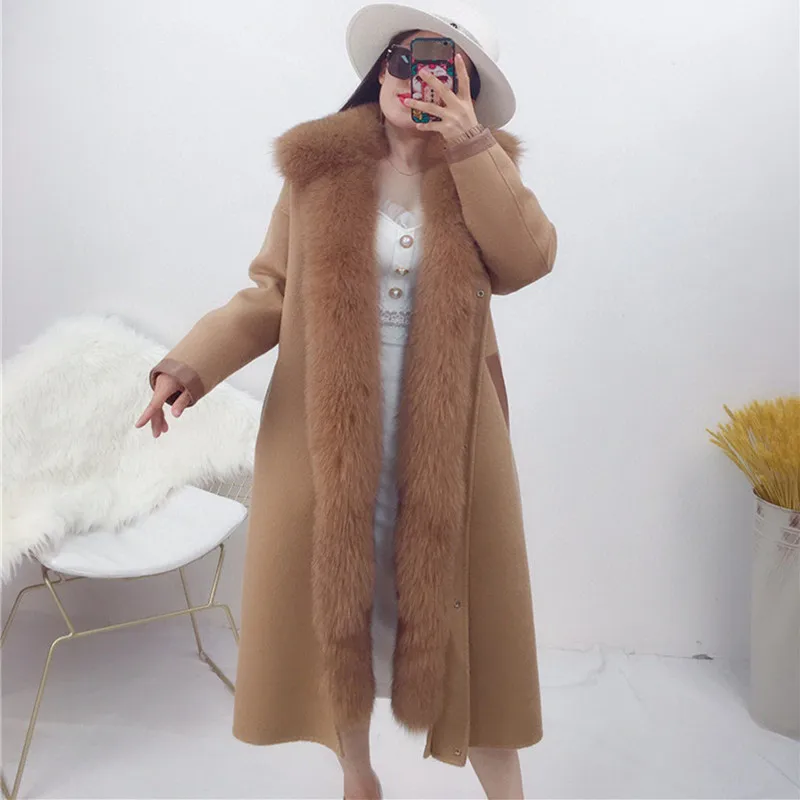 Зимние новые 100% натуральный мех лисы пальто теплые женские зимние сапоги Длинное
