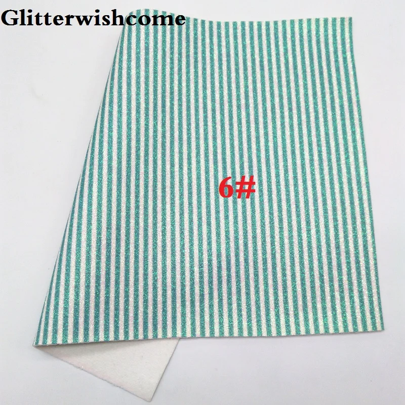 Glitterwishcome 21X29 см A4 Размер печатные полосы блеск синтетическая кожа искусственная из искусственной кожи Ткань Винил для бантов, GM025A - Цвет: 6