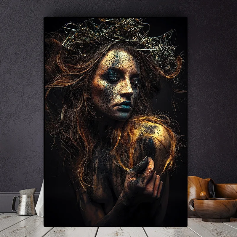 

Home Decoration Black And Gold Women Sexy Girl Oil Painting Canvas Posters and Prints Cuadros Wall Art Pictures For Living Room