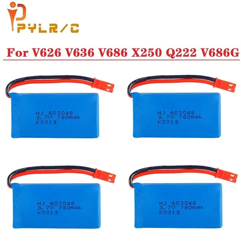 1-10 шт. 3,7 в 780 мАч 25C Lipo аккумулятор 603048 для V626 V636 V686 X250 Q222 V686G RC Запчасти для квадрокоптера 3,7 в батарея дрона