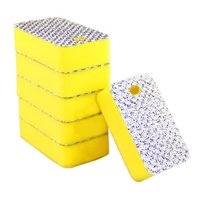 2021 new high density sponge scouring pad kitchen cleaning cloth dishwashing brush yellowsilver