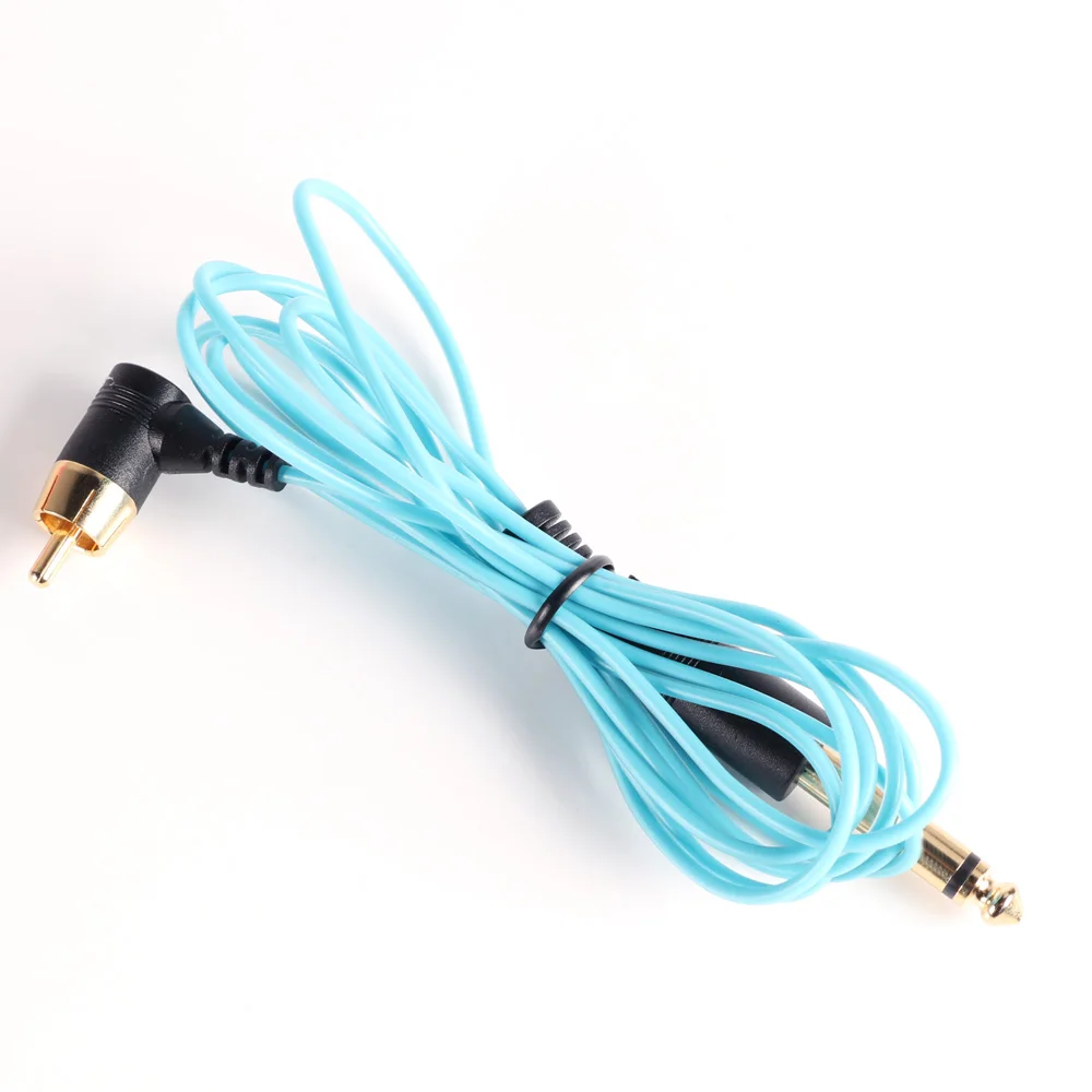 Высокое качество силиконовые татуировки RCA шнур зажим шнур крюк линия для тату машины кабель питания 3 цвета 1,8 м - Цвет: Thin blue