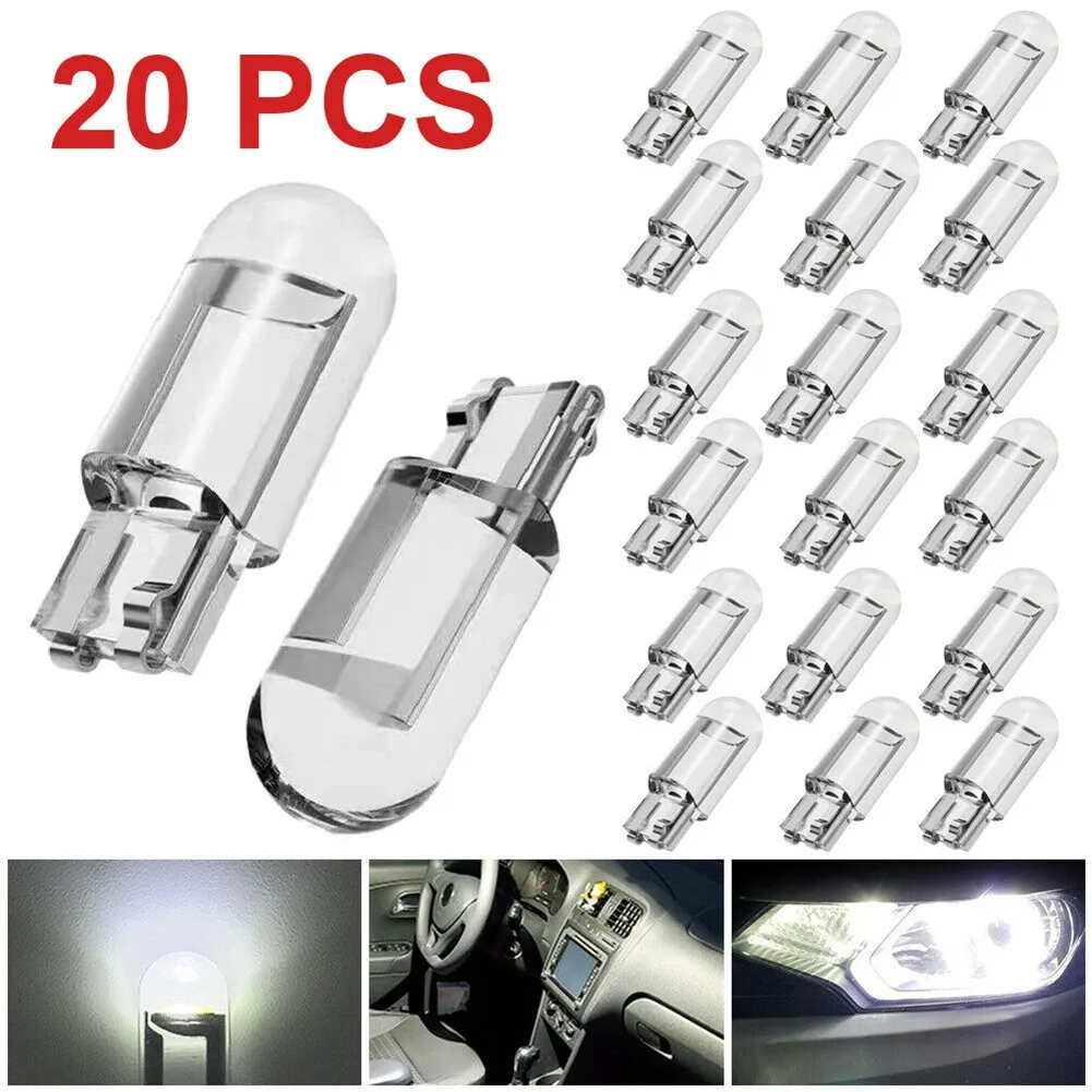 

20Pcs T10 LED COB 6000K White W5W 168 Car Interior Lights Dome Reading Map Light Car Side Marker Lights
