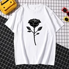 Мужская футболка с коротким рукавом, черная Повседневная Мягкая Футболка с принтом розы, лето 2021