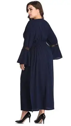 Женское летнее платье размера плюс с v-образным вырезом и расклешенным длинным