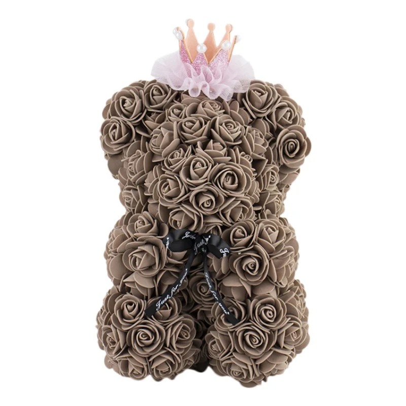 Пенопластовый Искусственный розовый медведь с короной и милым бантом из ленты