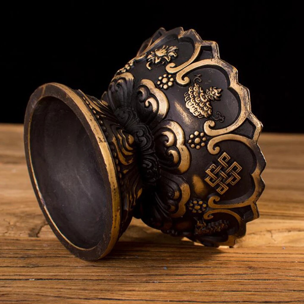 

Tibetan Buddhism Prayer Wheel Pure Copper Base Retro Prayer Pedestal Crafts