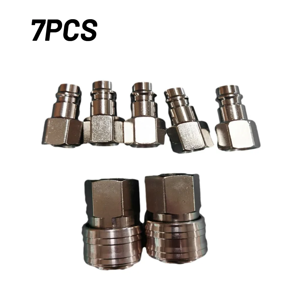 

7pcs Euro Compressor Air Line Coupler Connector Fitting 1/4 BSP Connect Release Heat Treated Hardened Steel Male Thread
