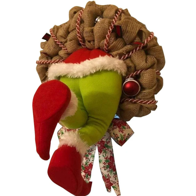 

12/14/16 Inch Christmas Pendant Christmas Thief Stole Burlap Wreath, With Poseable Legs,for Christmas Thanksgivings Decor#1#1