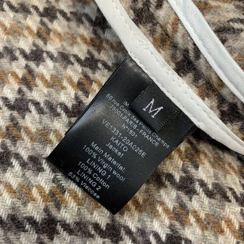 

Women Wool Houndstooth Blazer Coat Ladies 2021 New Office Wear Single Button Coat Female Outwear Suit Tops