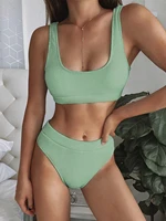 sexy knitting bikini female swimsuit high waist swimwear women 2020 solid bikini set two pieces swimsuit bathing suit beachwear