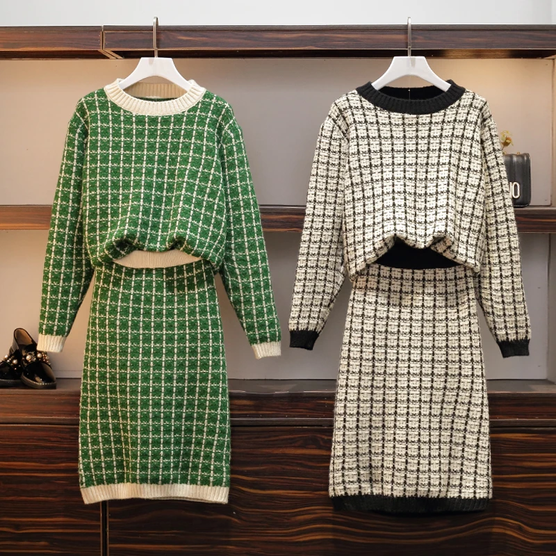 Женский трикотажный костюм двойка осеннее платье свитер в западном стиле