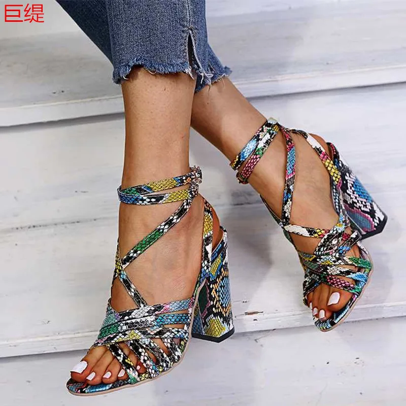 

high-heeled sandals 2020 large size color women's
